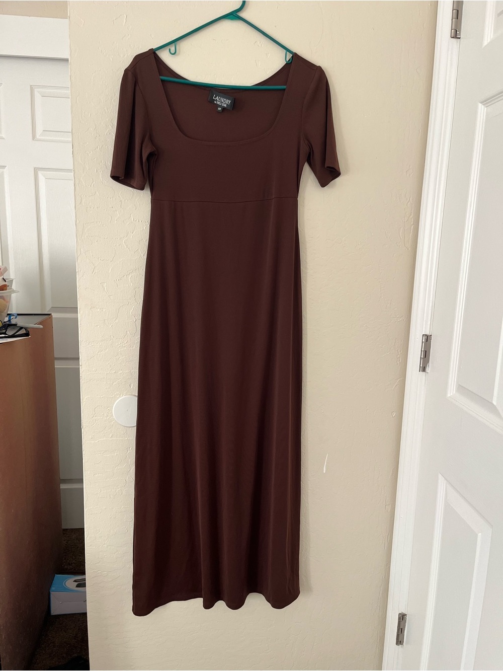 Laundry By Shelli Segal Brown Scoop Neck Maxi Dress